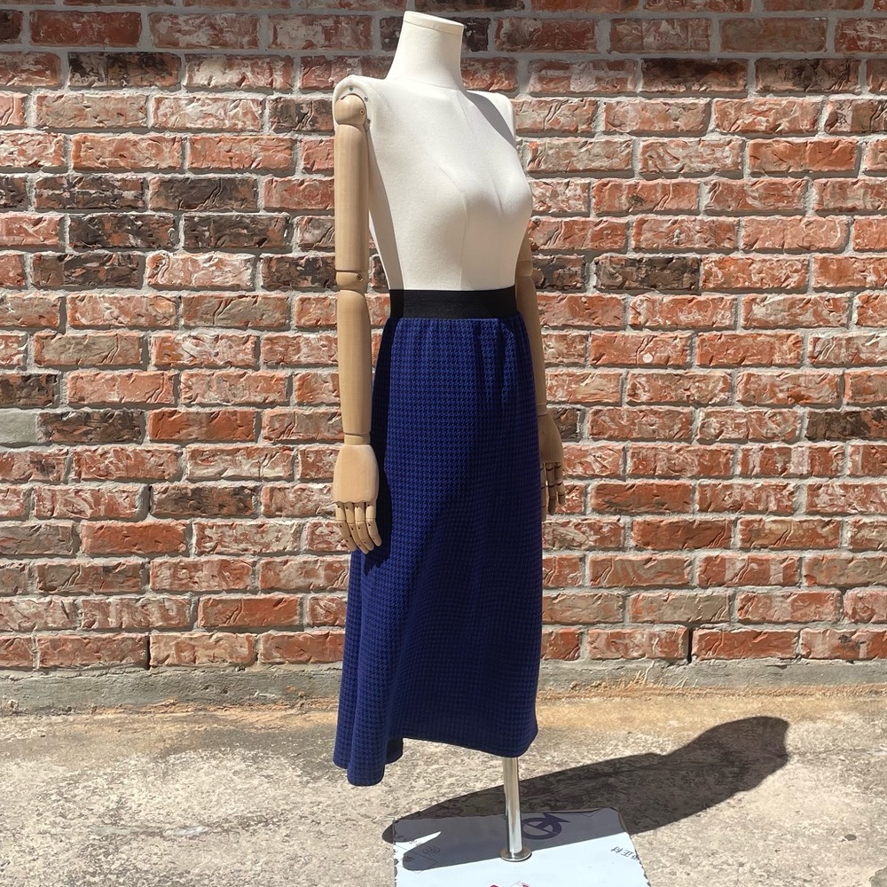 Cha Cha Vente black/blue houndstooth print midi skirt / 2X / Excellent condition - Picture 6 of 12